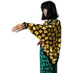 1980s Guy Laroche Silk Colorblock Mosaic Printed Dress Dolman sleeve size small Black Photo 8