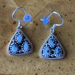 Genuine White Buffalo Sterling Silver Earrings Black Photo 0