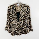 Ganni Printed Crepe Wrap Blouse Tannin Size 34 Zebra Photo 3