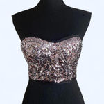 Pink sequin fairy strapless corset top By Balera Size Small Silver Photo 0