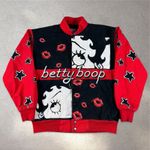 Vintage Betty Boop Racing Jacket Adult Large Hollywood Betty Embroidered Red Photo 0
