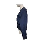 Free People  Satin Bomber Jacket Navy Blue Size XS Lightweight Zip Front Photo 3