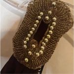 Elegant Brown Evening Gown Sleeveless Gold Bead Details Size Small Photo 5