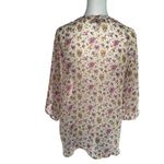 Decree  3/4 Sleeve Floral Sheer Top Size Large Photo 1