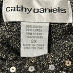 Cathy Daniels  Women's Gray Gold Sparkles Sequin Beads Long Sleeve Blouse Size 2X Photo 3