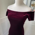 Windsor  Lustrous Velvet Dress Deep Red Off Shoulder M Photo 4