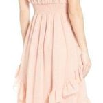 Avec Les Filles Pink Ruffled Smocked Sleeveless Maxi Dress Size 4 Photo 1