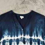 Mud Pie  Dress Tie Dye Tiered Tunic Top 3/4 Sleeve Casual Blue‎ White Size Small Photo 3