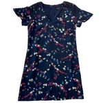 Ann Taylor  Women's Dress Small Short Sleeve Navy Floral Knee Length Photo 0