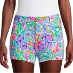 Lilly Pulitzer Like new Callahan Floral Knit Shorts Amalfi Blue Alligator Isle 8 Photo 3