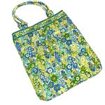 Vera Bradley Light Blue Yellow and Green Floral Design Long Tote Purse Book Bag! Photo 0