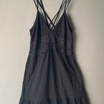 ASOS  sz 10‎ boho black spaghetti strap sheer waist embroidered mini dress Photo 0