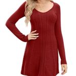 NEW Maisolly Dress Cable Knit Pullover Long Sleeve Sweater Dress M Red Size M Photo 4
