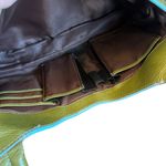 Franklin Covey Full Grain Leather Purse Handbag Green Shoulder Bag Front Pocket Photo 12