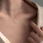 Boutique Sparkly Multilayer Moon Necklace, 16-18ā | White Gold Over 925 Sterlingā Silver Photo 3
