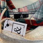 AMPERSAND AVE Gray Hoodie with Red and Green Plaid Size undefined Photo 1