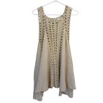 Dasayo Crochet Gauze Sleeveless Beach Cover Up Tunic Top Scoop Neck Beige OS Size L Photo 1