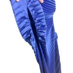 Anthropologie NEW Delfi Collective Solie Pleated One-Shoulder Cutout Sheath Gown Blue Maxi Photo 5