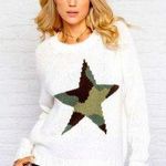 Wooden Ships  Paola Buendia camo star reglan wool blend crew neck sweater spring Photo 0