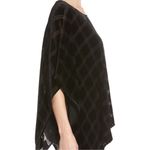 Eileen Fisher Black Plaid Burnout Checker Poncho Silk Blend OS Beautiful! Photo 3