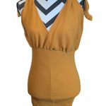 Free People Beach Golden Hour Ribbed Mini Dress Mustard Yellow L Photo 0