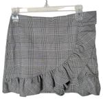 Forever 21 Forever 21 Plaid Faux Wrap Skort Ruffle Mini Skirt Shorts Size S Black White Photo 0