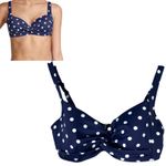 Lands' End  Underwire Navy Blue Polka Dot Bikini Top Swimsuit Bathing Suit  10 Photo 1