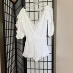 White Asymmetrical Puff Sleeve Bodysuit for sleeping or lounging Photo 3
