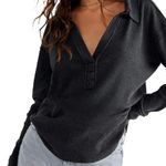 We The Free Anakin Thermal Top for Women- Charcoal- Oversized- Size Small Photo 0