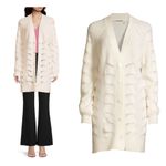 Elie Tahari Cream Cashmere Open Knit Long Cardigan Sweater Women's Size M Photo 1