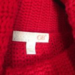 Gianni Bini GB Red Fringe Oversized Turtleneck Poncho Sweater Size XS Knit Short Sleeve Photo 2