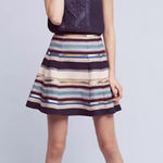 Anthropologie Chloe Oliver Hayley Striped Gored High Waisted Mini Skater Skirt Photo 0