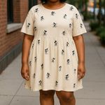 Disney New Parks Classic Mickey & Minnie Ivory Dress 3/4 Sleeve Vintage Style 2X Photo 9