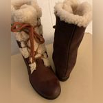 Sorel  Women's Brown suede leather Shearling platform Joan of artic boots 9.5 Photo 4