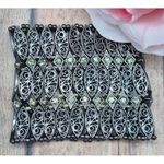 None Wide Stretch Bracelet Black Gun Metal Statement Filigree & Rhinestones One Size Photo 3