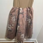 Fit & Flare Dress Beige Floral Tulle Skirt Size XS Photo 3