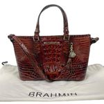 Brahmin Mini Asher Tote Satchel Bag Pecan Melbourne Brown Croc Embossed Photo 1