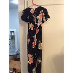 Band of Gypsies XS Black Floral Pant Suit Womens V Neck Photo 6