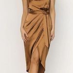Baltic Born  Celia One Shoulder Dress Large L Bronze Satin Midi Photo 4