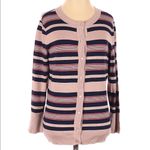 Halogen Nordstrom Stripe Crewneck Cardigan Sweater M Photo 2