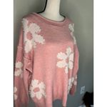 Jaycee Pearl Beaded Floral Drop Shoulder Sweater Pink Medium Photo 4