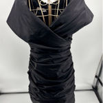 Teri Jon for Rickie Freeman Black Crinkle Taffeta Dress Size 6 Vintage Photo 0