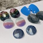 Lot Of 5 Colorful Pierced Costume Earrings Plastic Blue Purple Etc Photo 0