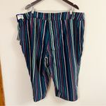 Terra & Sky Navy Blue Multicolor Striped Capri NEW Size 3X Photo 4