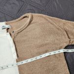 Hollister Color Block Crop Henley Fuzzy Soft Sweater White Brown Cozy Chic Indie Photo 4