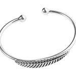 Boutique NEW Women's 925 Sterling Silver Engraved Feather Cuff Bracelet,‎ Adjustable Photo 0