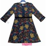 ZARA Floral Empire-Waist Half-Sleeve Chiffon Velvet Dress Open Back Cut-Out Mini Photo 3