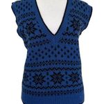 Adrienne Vittadini Vintage Fair Isle Wool Sweater Vest Sz S Blue Winter Academia Photo 0
