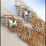 Dressy Gold w/ Crystals Long Chain Earrings Photo 1