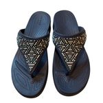 Crocs Flip Flops Thong Sandals Dual Comfort Geometric Navy Blue Women's 9 Photo 0